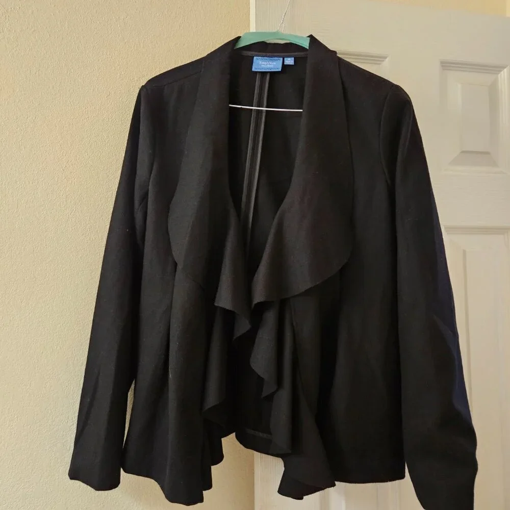 Simply Vera black wool blend Whimsygoth waterfall front Cardigan jacket XL NWT